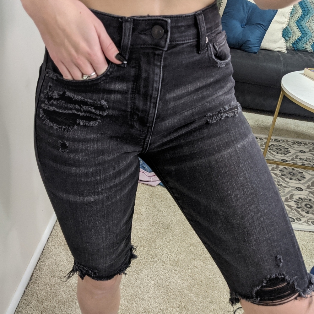 American Eagle super high rise biker short denim
